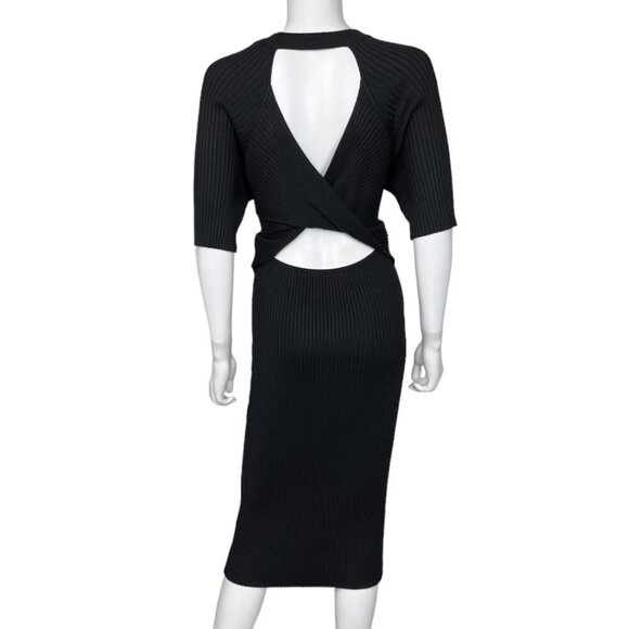 House of Harlow 1960 Ribbed Twist Back Midi Dress in Black - sz XL - Picture 8 of 10